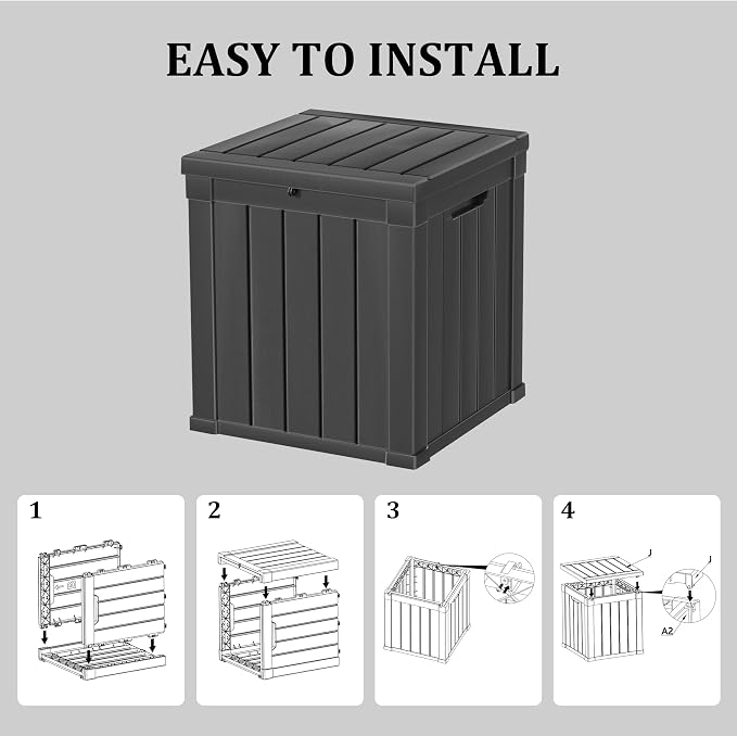 50 Gallon Deck Box, Resin Outdoor Indoor Waterproof Storage Box, Lockable - Image 8