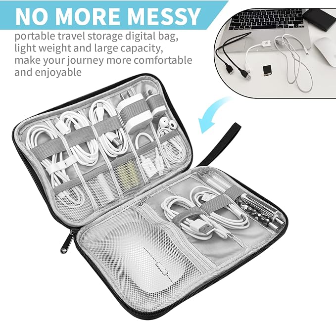 Lcsmaokin Electronics Organizer Travel Case, Electronic Accessories Storage Bag - Image 2