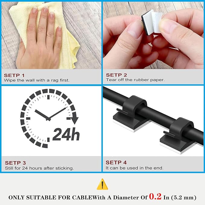 Adhesive Cable Management Wire Clips, Wires Clips Holders - Image 5