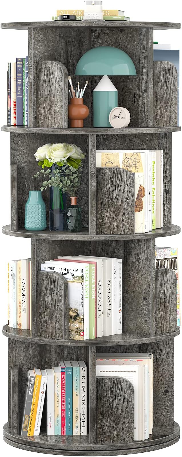 Aheaplus Rotating Bookshelf, 360 Display Corner Bookshelf by Aheaplus
