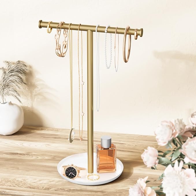Gold Necklace Organizer Stand by Jasopaco