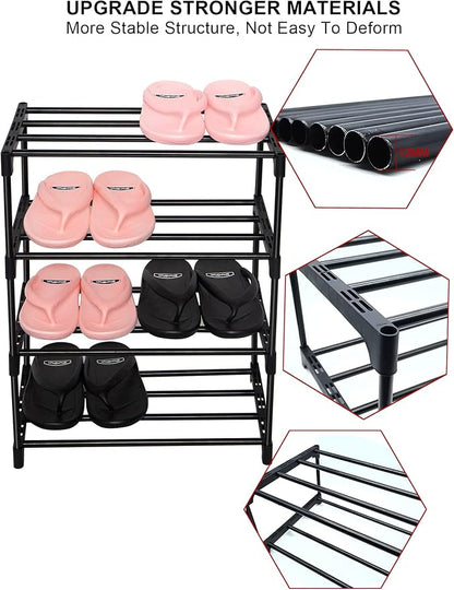 LNYZQUS Upgrade 4-Tier Small Shoe Rack, Metal Stackable Kids Shoe Shelf Storage - Image 4