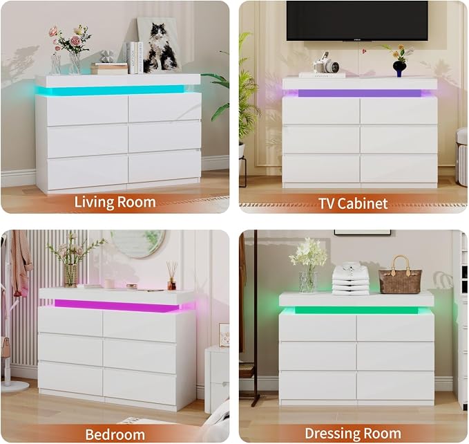 Vipbear White Dresser 6 Drawer for Bedroom - Image 7