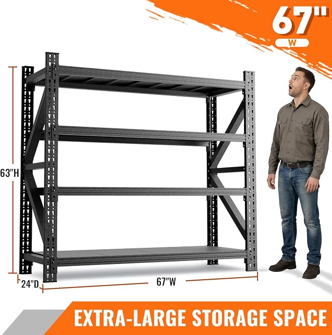 5000LBS 4 Tier Garage Storage Shelves, Heavy Duty Adjustable Storage Rack - Image 2