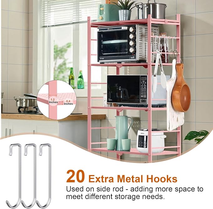 Himix Storage Shelves with 20 Hooks, 5-Tier Foldable Shelves - Image 4