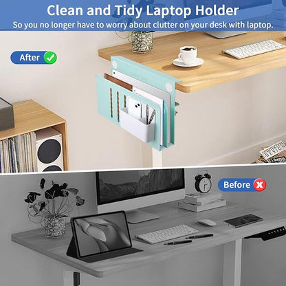 LUKETURE Desk Side Storage, 2 Tie Laptop Holder No Drill Clamp On Organizer | - Image 6