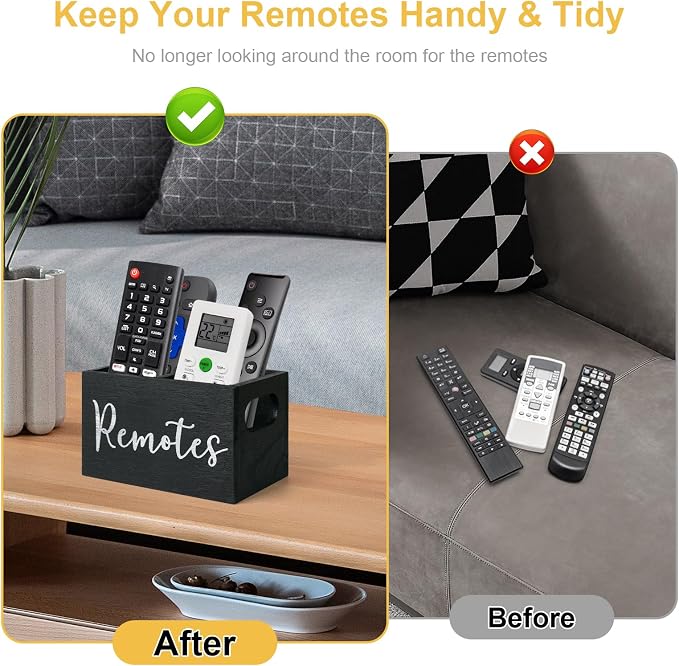 Remote Control Holder, Wooden TV Remote Holder - Image 3