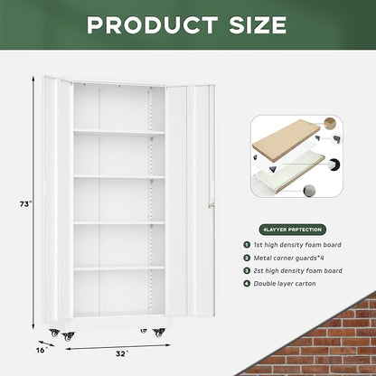 Greenvelly White Metal Storage Cabinet - Image 3