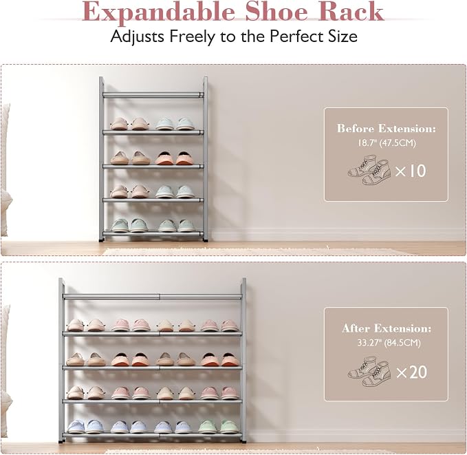 Bumusty 5-Tier Expandable Shoe Rack - Image 4