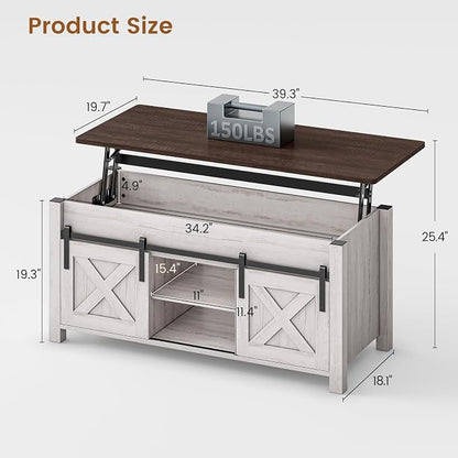 SEDETA Lift Top Coffee Table, Farmhouse Lift Tabletop Dining Table, Gas Spring - Image 2