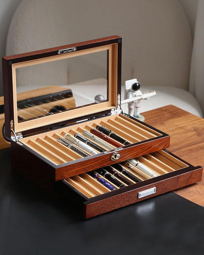 Wood Fountain Pen Case, 24 Slot Storage Organizer - Image 6