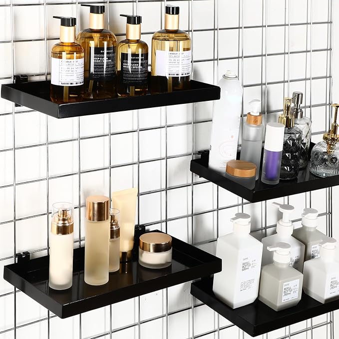 Coume 4 Pcs Grid Panel Display Shelf 11.8 x 7.87 Inch Metal Display Rack - Image 2