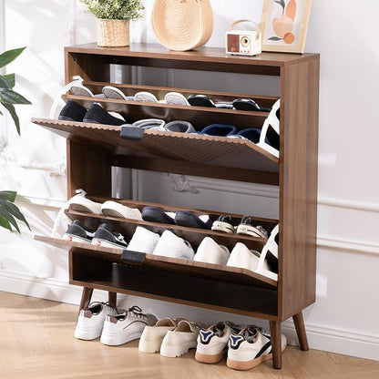 oakvivo Shoe Cabinet Storage, Farmhouse Freestanding Organizer - Image 3