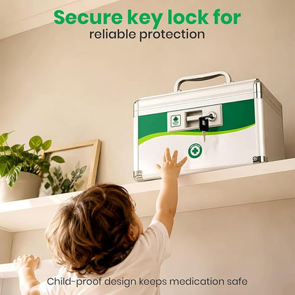 Medicine Lock Box with Keys, Small 10x6.9x6.9in, Aluminum Child-Safe Lock | - Image 5
