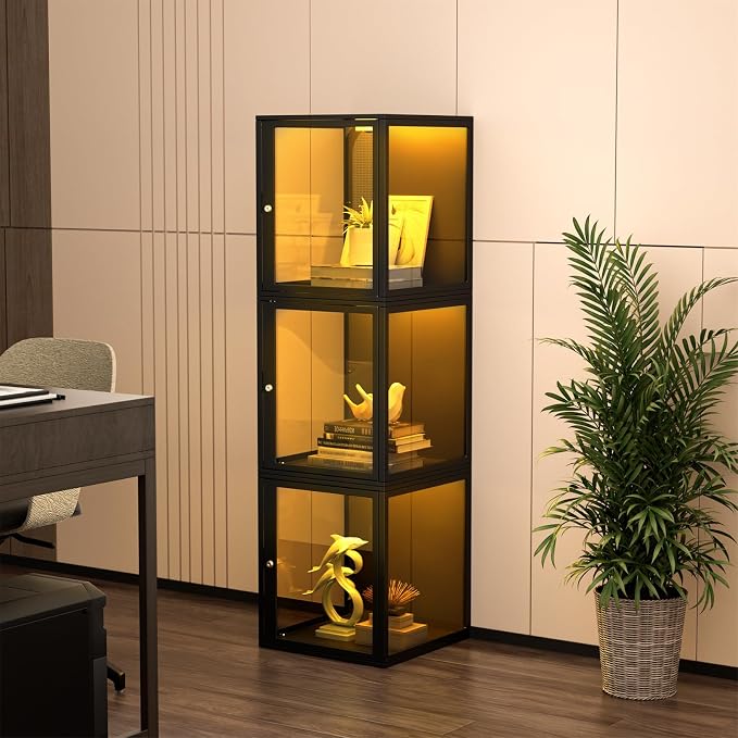 NAIZEA Display Case w/Lock, 17.7"x15.7"x15.7" LED Dustproof Show Case - Image 6