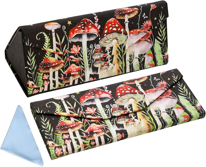 Foldable Glasses Case, Magnetic PU Leahter Sunglasses Case, Cute Hard Shell by FLYINGMAGE