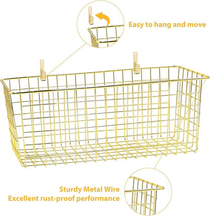 2 Sets Gold Extra Large Hanging Wall Basket - Image 3