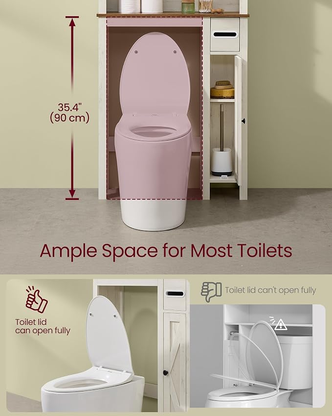 VASAGLE Over the Toilet Storage Cabinet, Adjustable Shelves, Space-Saving | - Image 2