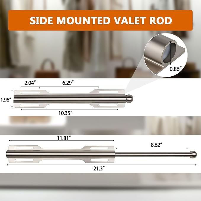 Valet Rod for Closet Pull Out, Rod for Bedroom Laundry Room Bathroom - Image 2