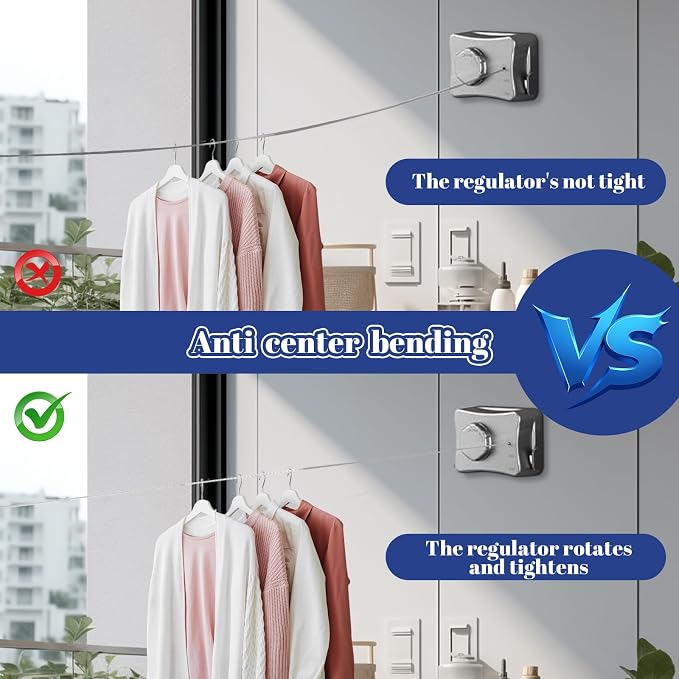 Retractable Clothesline Indoor, Non-Sagging Outdoor Clothes Line Retracting - Image 4