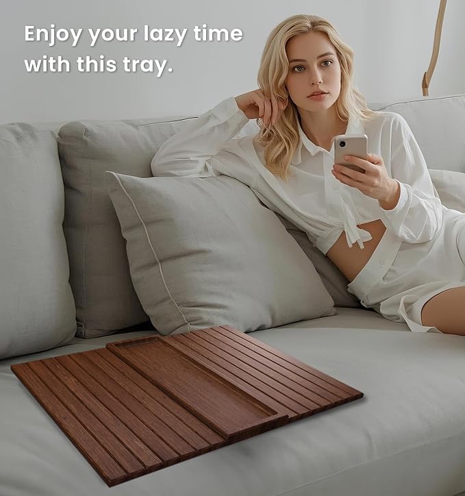 Sofa Arm Tray, Bamboo Folding Couch Arm Tray, Sofa Armrest Tray - Image 6