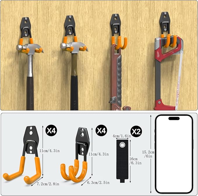 3-H Garage Wall Hooks 10 Pack, Heavy Duty Garage Hooks - Image 2