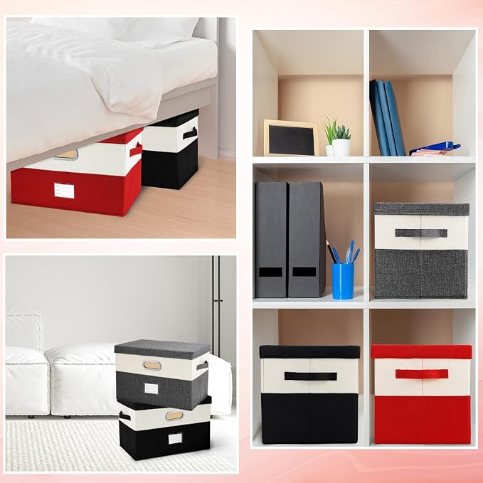 Large Linen Fabric Foldable Storage Bins - Image 5
