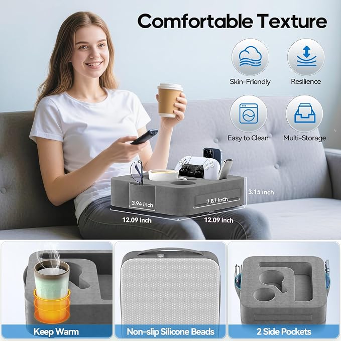 Couch Cup Holder Pillow, Sofa and Bed Caddy - Image 5