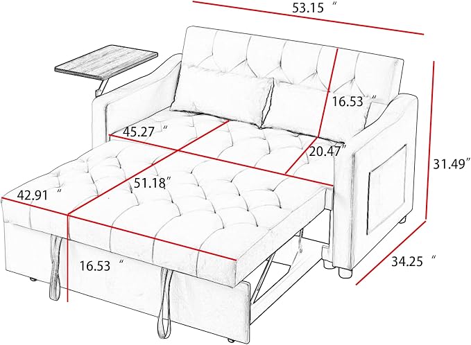 hansones 3-in-1 Convertible Sleeper Sofa Bed, Pullout Couch - Image 4