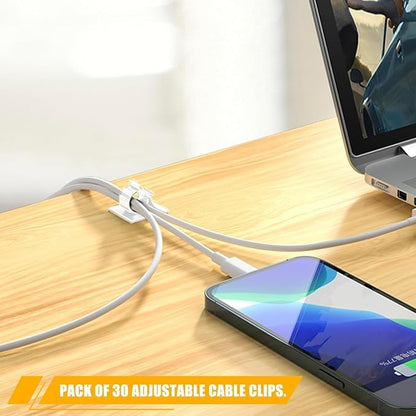 Viaky 30pcs Self-Adhesive Cable Clips-Reusable Adjustable Nylon Bracket - Image 2