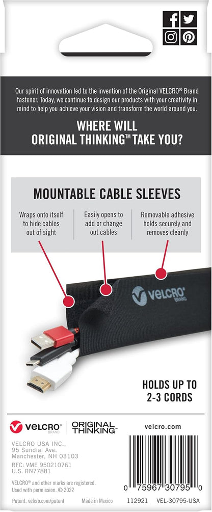 VELCRO Brand Mountable Cable Sleeve | Cord Management Mounts on Walls, Desk or - Image 10