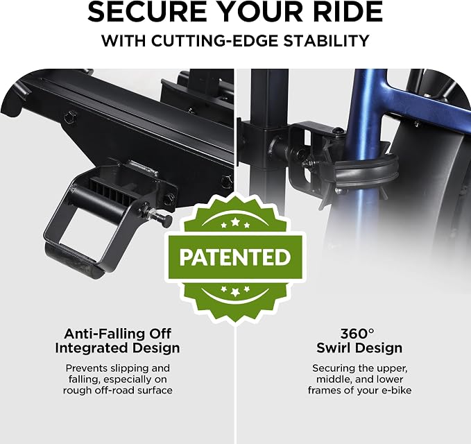 Hitch Mount 2 EBike Rack, 200 lbs Capacity Electric Bike Carrier Foldable - Image 4