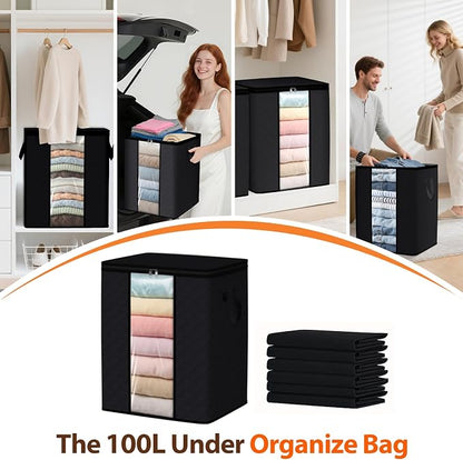 SpaceWhisper 6 Pack 100L Clothes Storage, Foldable Thick Fabric Blanket Storage - Image 6