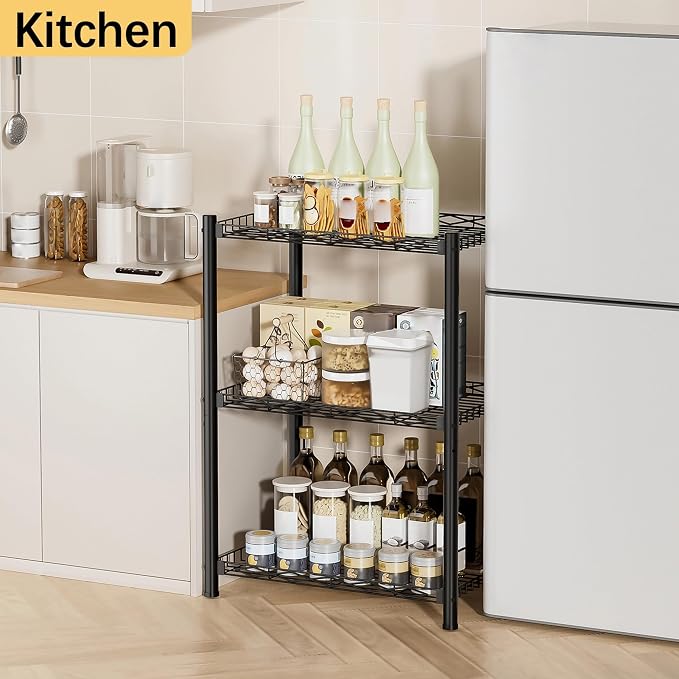 VETALLO 3 Tier Wire Shelf, Metal Shelving Unit | Storage Rack, Utility Corner - Image 2