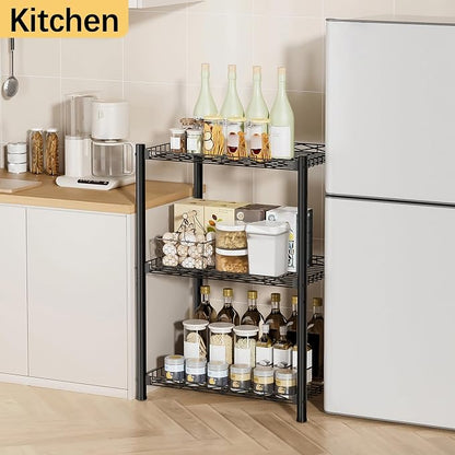 VETALLO 3 Tier Wire Shelf, Metal Shelving Unit | Storage Rack, Utility Corner - Image 2