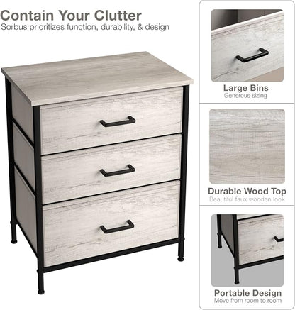 Sorbus Nightstand Dresser with 3 Faux Wood Drawers - Image 4