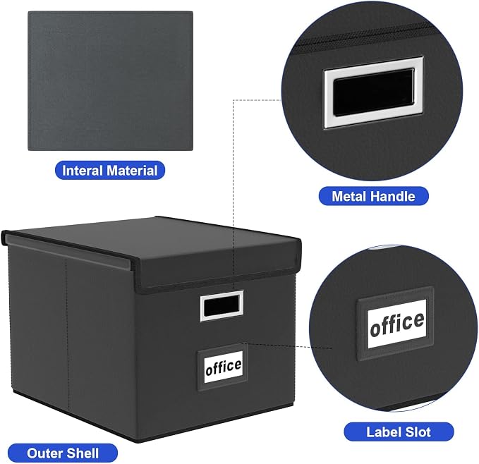 File Organizer Box with Lids, Collapsible File Folder Organizer | File Box with - Image 4