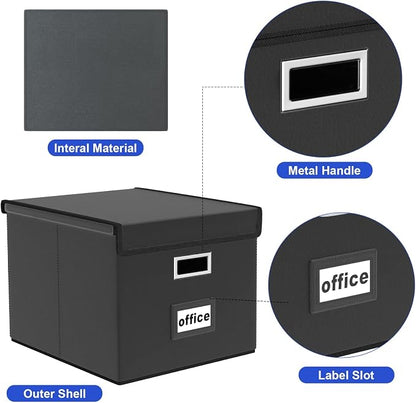 File Organizer Box with Lids, Collapsible File Folder Organizer | File Box with - Image 4