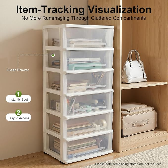 Plastic Drawer Storage Organizer Rolling Cart, Vertical Storage Tower Container - Image 8