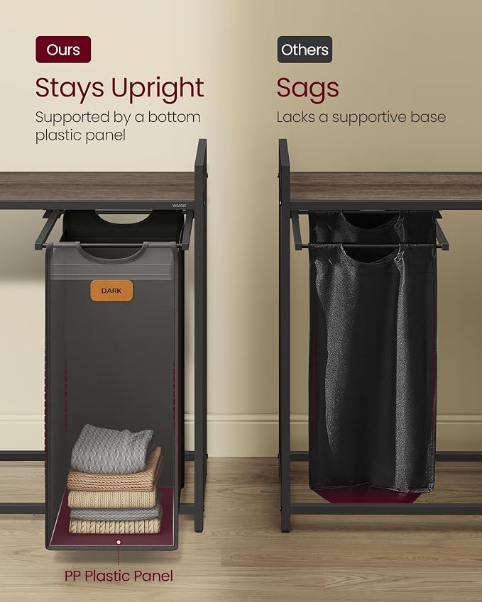 VASAGLE Laundry Hamper with 4 Compartments, 39.6 Gal. Laundry Sorter, Rolling - Image 5