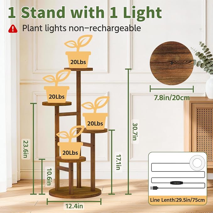 LASZOLA 4 Tiered Wood Plant Stand Indoor Corner - Image 8