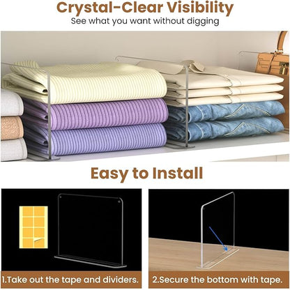 Purse Organizer for Closet Shelf Dividers: 4 Pack Acrylic Clear Vertical - Image 4