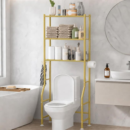 GloTika 3-Tier Over Toilet Storage, 150lb Capacity, Carbon Steel, Freestanding by QualityHomewareTimlessComfort