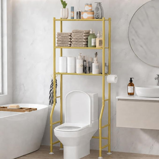 GloTika 3-Tier Over Toilet Storage, 150lb Capacity, Carbon Steel, Freestanding by QualityHomewareTimlessComfort