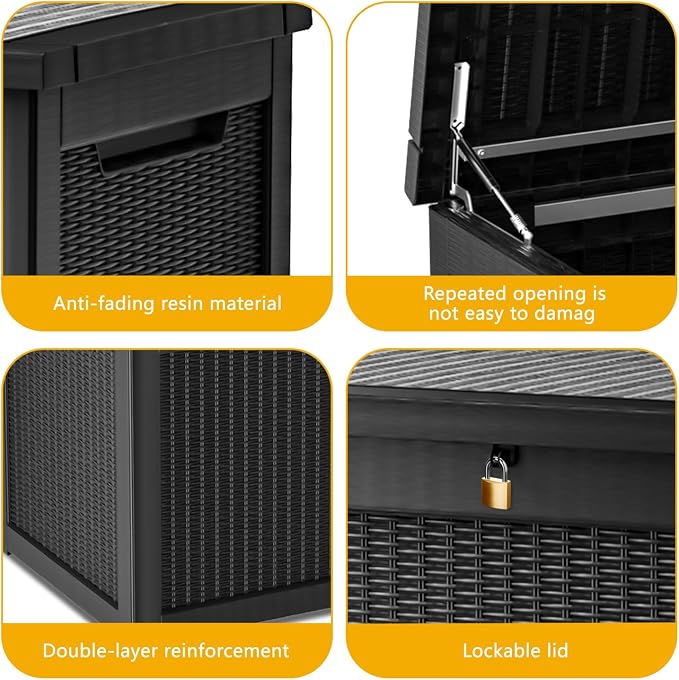 320 Gallon Deck Box, Resin Outdoor Indoor Waterproof Storage Box, Lockable - Image 4