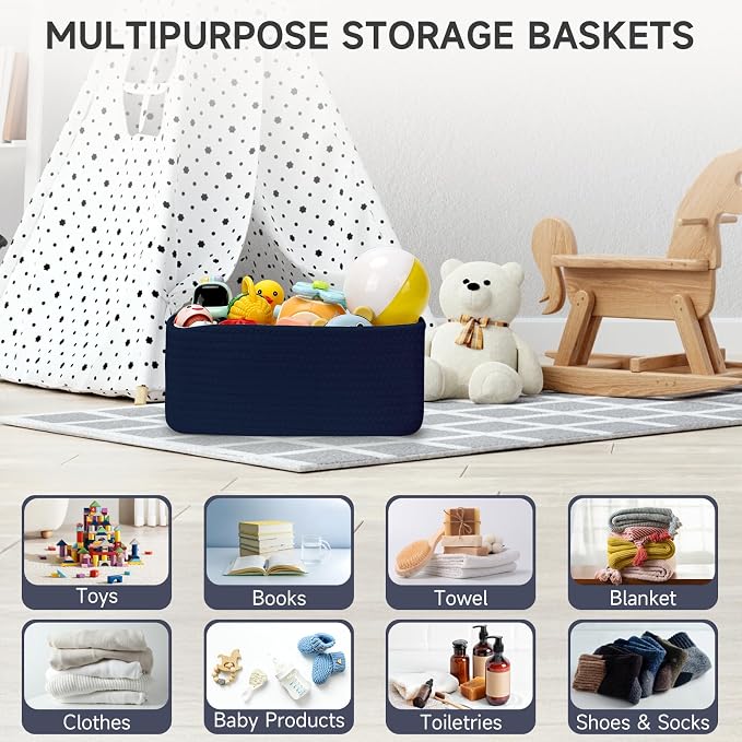 3-Pcs Shelf Baskets for Organizing, Closet Organizer Bins, Small Woven Baskets - Image 5