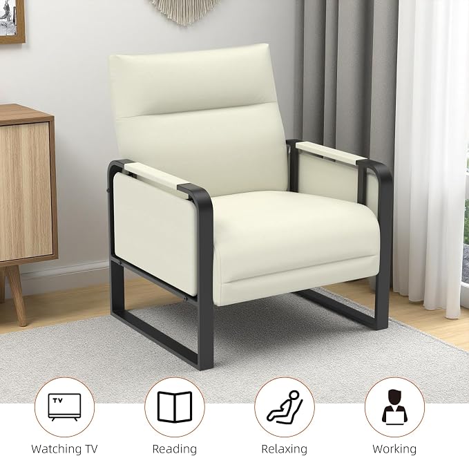 Upholstered Accent Sofas Set of 2, Modern Faux Leather Sofa Chairs - Image 8
