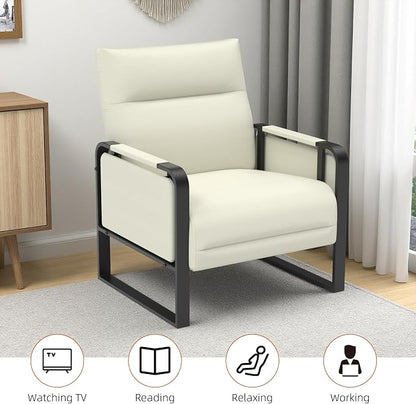 Upholstered Accent Sofas Set of 2, Modern Faux Leather Sofa Chairs - Image 8