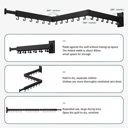 Clothes Drying Rack Wall Mounted, Drying Rack Clothing, Laundry Drying Rack - Image 3
