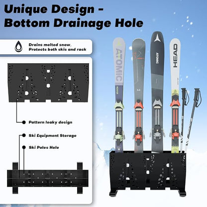 Heavy Duty Metal Ski Storage Rack, 12 Pair Freestanding Steel Ski Holder - Image 5